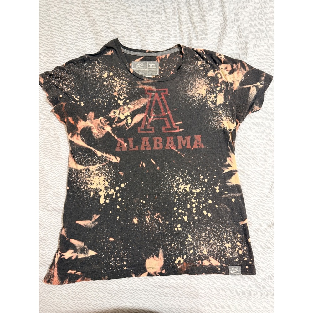 Nike Alabama Crimson Tide Womens XL Bleach Wash Graphic Tee Distressed Black